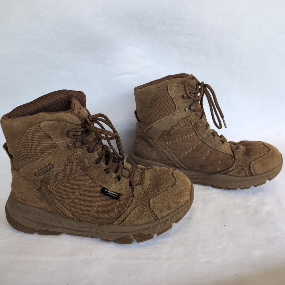 Nortiv 8 Tactical Hiking Boots Mens 9.5 Brown Cordura Suede SNMT222M Mid Calf